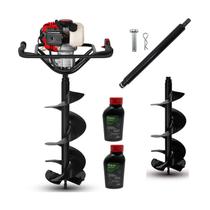 Perfurador De Solo Gasolina Branco Bps52 + Broca De 20cm + Broca 15cm + Alongador 60cm + 2 Oleos 2T