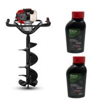 Perfurador De Solo Gasolina Branco Bps52 + Broca De 25cm + 2 Oleo 2 Tempos Lubrificante 200ml Branco