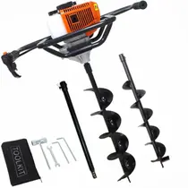 Perfurador de Solo Gasolina Vulcan Trent VPS-520 + Extensor 50cm e Trado Broca 80x20cm p/ Perfurar Estacas e Cercas