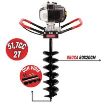 Perfurador De Solo Kawashima ED52 2T á Gasolina Com Broca 80x20cm de Duplo Espiral e Lâmina de Vídia