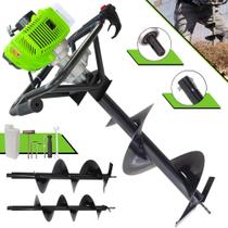 Perfurador de Solo Máquina Fura Terra Trado Motorizado Menegotti MPS52 À Gasolina 2T 52cc 1,8HP de Potência 9.000rpm Alta Performance Com Empunhadura Ergonômica + KIT Brocas 80x20cm, 80x25cm e 80x30cm