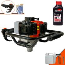 Perfurador de Solo Máquina Fura Terra Trado Motorizado Vant VPS52 À Gasolina 52cc 2HP 6.500rpm Profissional + Broca 80x20cm + ÓLEO TOYAMA 2T