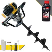 Perfurador de Solo Profissional Lynus PSL517 À Gasolina 2T 52cc 1,8HP 9.000rpm Alta Potência, Rotação e Performance Com Ignição CDI e Empunhadura Ergonômica + Broca 80X20cm + ÓLEO TOYAMA 2T