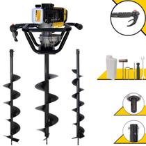Perfurador de Solo Profissional Lynus PSL517 À Gasolina 2T 52cc 1,8HP 9.000rpm Alta Potência, Rotação e Performance Com Ignição CDI e Empunhadura Ergonômica + KIT Brocas 80X10cm, 80X15cm e 80X20cm
