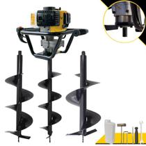 Perfurador de Solo Profissional Lynus PSL517 À Gasolina 2T 52cc 1,8HP 9.000rpm Alta Potência, Rotação e Performance Com Ignição CDI e Empunhadura Ergonômica + KIT Brocas 80X20cm, 80X25cm e 80X30cm