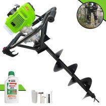 Perfurador de Solo Profissional Menegotti MPS52 À Gasolina 2T 52cc 1,8HP 9.000rpm Alta Potência, Rotação e Performance Com Ignição CDI e Empunhadura Ergonômica + Broca 80X20cm + ÓLEO STIHL 2T