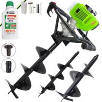 Perfurador de Solo Profissional Menegotti MPS52 À Gasolina 2T 52cc 1,8HP de Potência Alta Rotação Para Reflorestamento e Elevação de Cercas Com Brocas 80x20cm, 80x25cm e 80x30cm + ÓLEO STIHL 2T Perfurador de Solo Profissional Menegotti MPS52 À Gasolina 2T 52cc 1,8HP de Potência Alta Rotação Para Reflorestamento e Elevação de Cercas Com Brocas 80x20cm, 80x25cm e 80x30cm + ÓLEO STIHL 2T