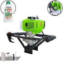 Perfurador de Solo Profissional Sem Broca Menegotti MPS52 À Gasolina 2T 52cc 1,8HP 9.000rpm Alta Potência, Rotação e Performance Com Ignição CDI e Empunhadura Ergonômica + ÓLEO STIHL 2T