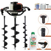 Perfurador de Solo Profissional Vant VPS-52 À Gasolina 2HP de Potência 52cc 6.500rpm + Conjunto de Brocas 80x10, 80x15 e 80x20 + ÓLEO STIHL 2T