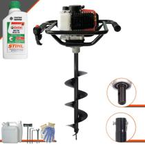 Perfurador de Solo Profissional Vant VPS52 À Gasolina 52cc 2HP de Potência 6.500rpm + Broca 80X20cm Para Construção Civil + ÓLEO STIHL 2T