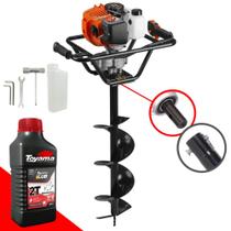 Perfurador de Solo Tekna EA52XS Á Gasolina 2T 52cc 2,5HP de Potência Robusto e de Alta Performance KIT Completo C/ ÓLEO TOYAMA 2T + BROCA 80X20 Ideal Para Solos Rochosos