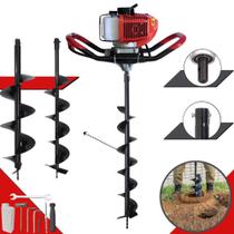 Perfurador de Solo Trado Motorizado Anmax GD520B À Gasolina Motor 2T 52cc 2,2HP Alta Rotação e Performance Com Ignição Eletrônica + KIT 3 Brocas 80X10cm, 80X15cm e 80X20cm Para Plantio de Árvores