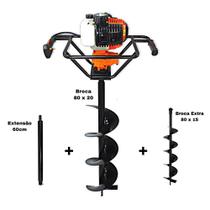 Perfurador De Solo Vulcan VPS520 2T 52CC Com Broca 80x20cm + Broca Extra 80x15cm + Extensor 60cm