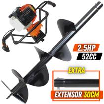 Perfurador de Solo Vulcan VPS520 Para Uso na Construção Civil Com Broca 80x30cm + Extensor de 30cm