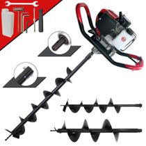 Perfurador Perfuratriz de Solo Anmax GD520B À Gasolina 2T 52cc 2,2HP Alta Rotação e Performance Empunhadura Ergonômica Com KIT 3 Brocas 80x10cm, 80x15cm e 80x20cm Para Mourões e Construção Civil