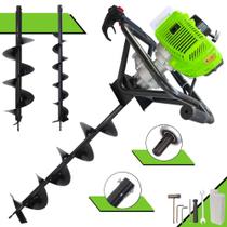 Perfurador Perfuratriz de Solo Menegotti MPS52 À Gasolina 2T 52cc 1,8HP Alta Rotação e Performance Empunhadura Ergonômica Com KIT 3 Brocas 80x10cm, 80x15cm e 80x20cm Para Mourões e Construção Civil