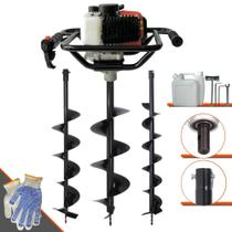 Perfurador Trado À Gasolina Vant VPS52 52cc 2HP 6.500rpm Máquina Fura Terra Profissional Completo Com Kit Brocas 80x10cm, 80x15cm e 80x20cm