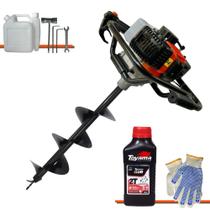 Perfurador Trado À Gasolina Vant VPS52 52cc 2HP 6.500rpm Motor 2T Máquina Fura Terra Profissional Com Broca 80x20cm + ÓLEO TOYAMA