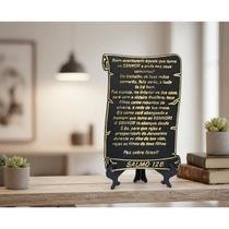 Pergaminho com Suporte Oração Pai Nosso Salmos 91 Placa Decorativa Altar Mesa Sala
