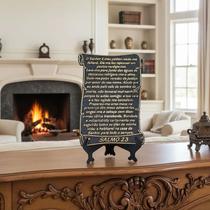Pergaminho com Suporte Oração Pai Nosso Salmos 91 Placa Decorativa Altar Mesa Sala