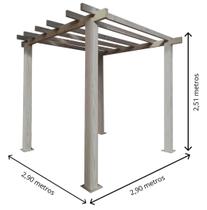 Pergolado Cabernet Sauvignon - Medidas: 2,90 x 2,90 x 2,51 m, Cor: Única, Tamanho: Único - Pense madeiras