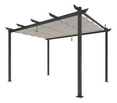 Pergolado De Aluminio E Poliester 254x400x282cm Cinza