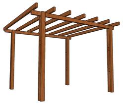 Pergolado Madeira Plástica Maciça Marrom 300x300x250cm 7 Peças Cobertura