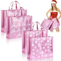 PerKoop 4 Bolsas de Regalo Iridiscentes Rosadas para Navidad 40x50x13 cm