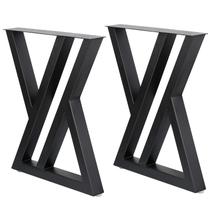 Perna de mesa de metal Dorbuphan 71 cm A x 61 cm W pretas Perna de mesa de metal Dorbuphan 71 cm A x 61 cm W pretas