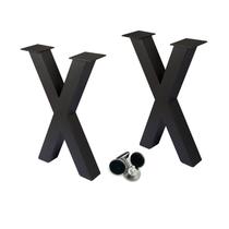 Pernas de banco de metal Taelakeni de 40 cm em forma de X, conjunto de 2