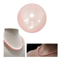 Pérola ABS Com Furo 12mm Rosa Pacote 500g