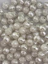 Perola ABS Modelo Flor C/Furo 8mm Branca 250 Gramas MM BIJU