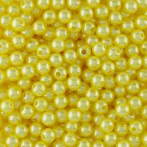 Pérola amarela inteira com furo 06mm em abs com 500gr