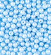 Pérola azul inteira com furo 08mm em abs com 500gr