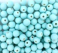 Perola Emborrachada 8 mm C/ Furo Cor Azul Turquesa