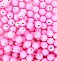 Perola Emborrachada 8 mm C/ Furo Cor Rosa