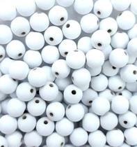 Perola Emborrachada 8mm Com Furo Cor Branco Para Artesanato