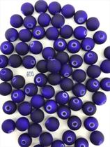 Perola Fosca Emborrachada 500gr Azul Royal 8mm/10mm MM BIJU