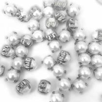 Perola Para Costura Branca Ss30 Base Níquel Com 100 Unidades Perola Para Costura Branca Ss30 Base Níquel Com 100 Unidades