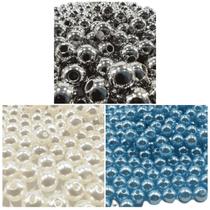 Perolas Abs 5mm Com Furo Passante - 3 Cores - 3000 peças