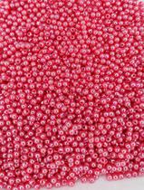 Perolas Abs Inteira 3mm C/ Furo Cor Rosa 50 Gramas