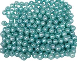 Perolas Abs Inteira 6mm C/Furo Cor Azul Turquesa 50 Gramas