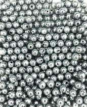 Perolas Abs Inteira 6mm C/ Furo Cor Cinza Metalico 50 Gramas