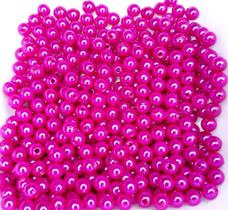 Perolas Abs Inteira 6mm C/Furo Cor Rosa Metalico 50 Gramas