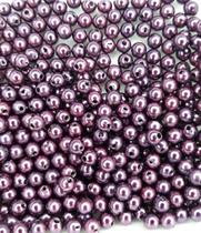 Perolas Abs Inteira 6mm C/ Furo Cor Roxo Metalico 50 Gramas