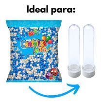 Pérolas Comestíveis 2 Cores em 1 Branco e Azul Tubetes