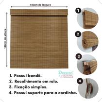 Persiana Bambu Rolo 140larg x 140alt com bandô