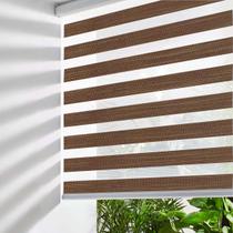 Persiana Cortina Double Vision Zebra Cor Marrom Castor - 1,70m X 1,40m Altura - Sala Escritório Quarto Sacada - Pronta Entrega - Fácil Instalação
