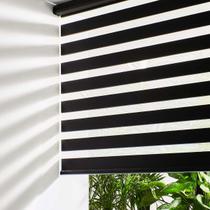 Persiana Cortina Double Vision Zebra Cor Preto - 1,40m X 1,40m Altura - Sala Escritório Quarto Sacada - Pronta Entrega - Fácil Instalação
