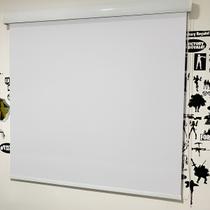 Persiana Cortina Rolo Blackout Branco Com Bandô 1,40m X 1,40m - Sala Escritório Quarto - Blecaute Completa -Fácil Instalação